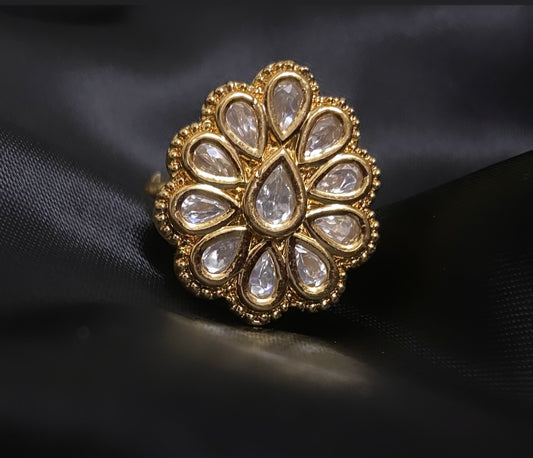 Ziha Kundan Ring(Adjustable)