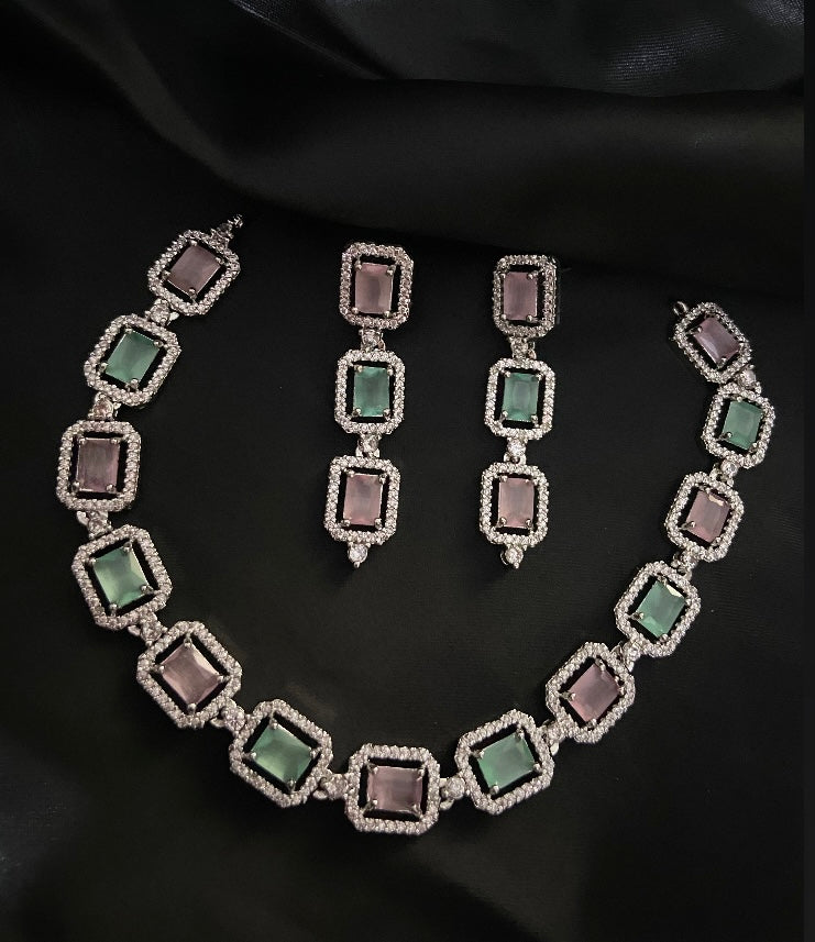 AD necklace set (pink)