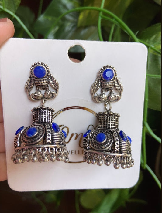 Riha Oxidised jhumka Earrings