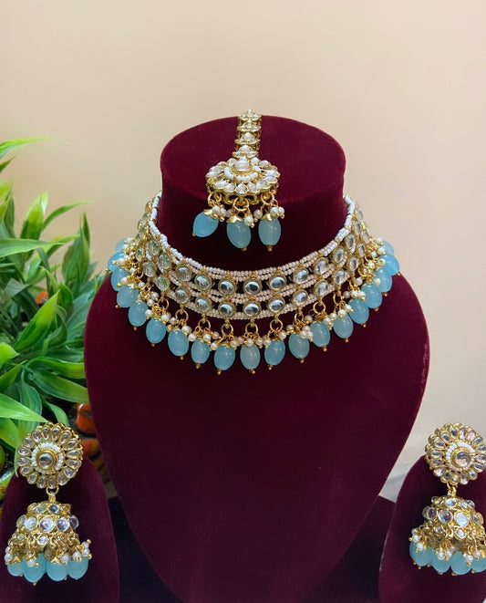 Sara Gold Plated beaded Jewellery set