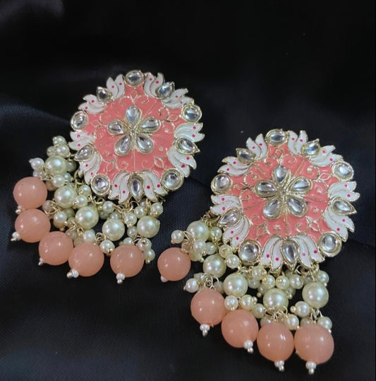 Pearl beaded Earrings (Peach)