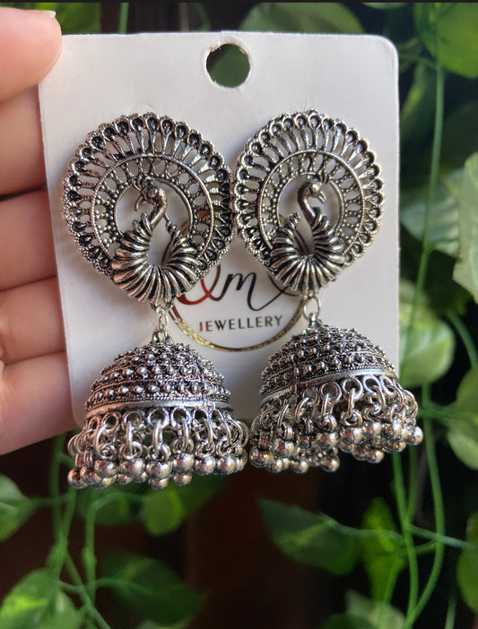 Jiya Oxidised Jhumka Earrings